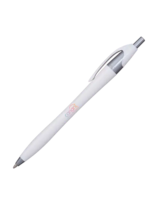 Novella White/Silver Shimmer Pen - Blue Ink w/Cariant Logo