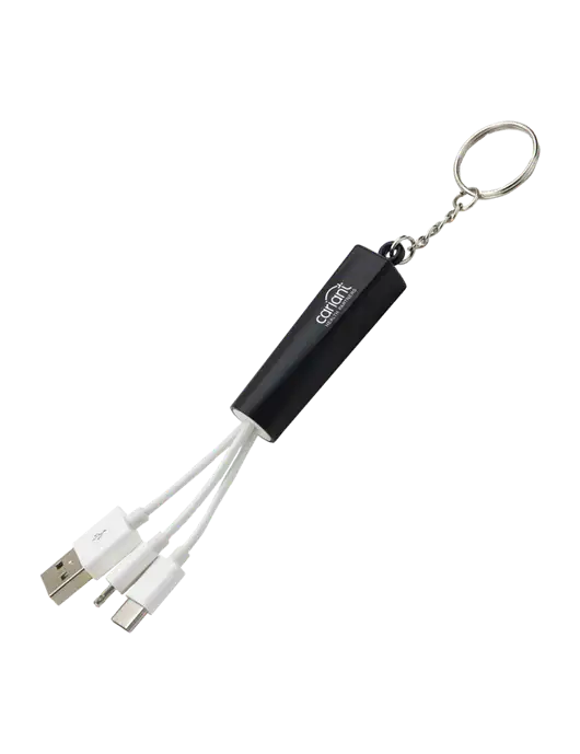 Black Light-Up Charging Cable with Key Ring w/Cariant Logo
