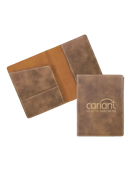 Rustic Leatherette Passport Holder w/Cariant Logo