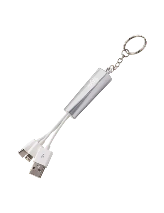 Silver Light-Up Charging Cable with Key Ring w/Cariant Logo