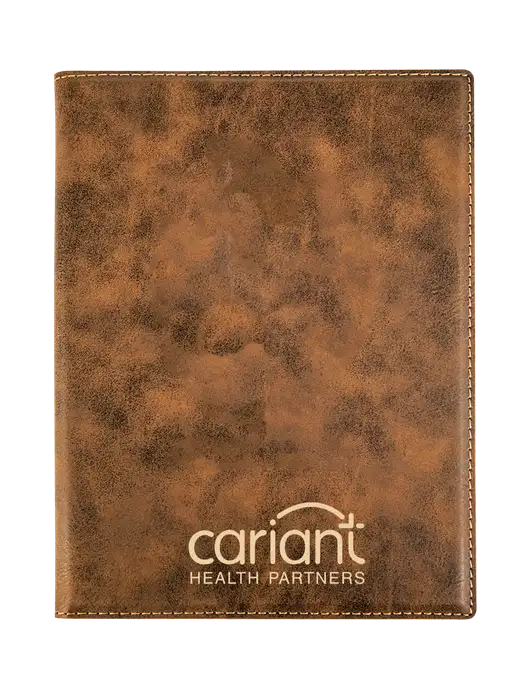 Rustic Leatherette 7 x 9 Portfolio with Notepad w/Cariant Logo