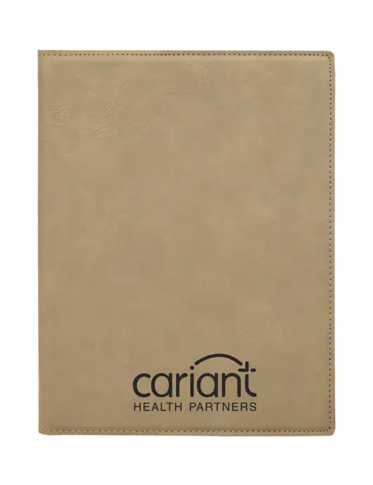 Tan Leatherette 7 x 9 Portfolio with Notepad w/Cariant Logo