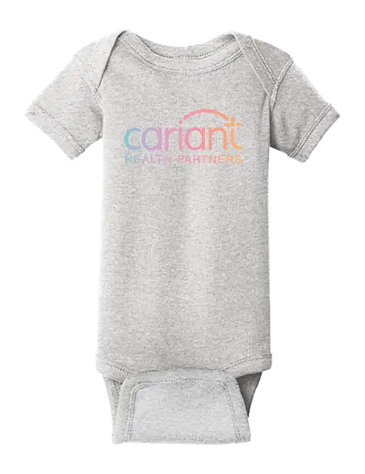 Rabbit Skins Light Grey Heather Infant Short Sleeve Baby Rib Bodysuit w/Cariant Logo