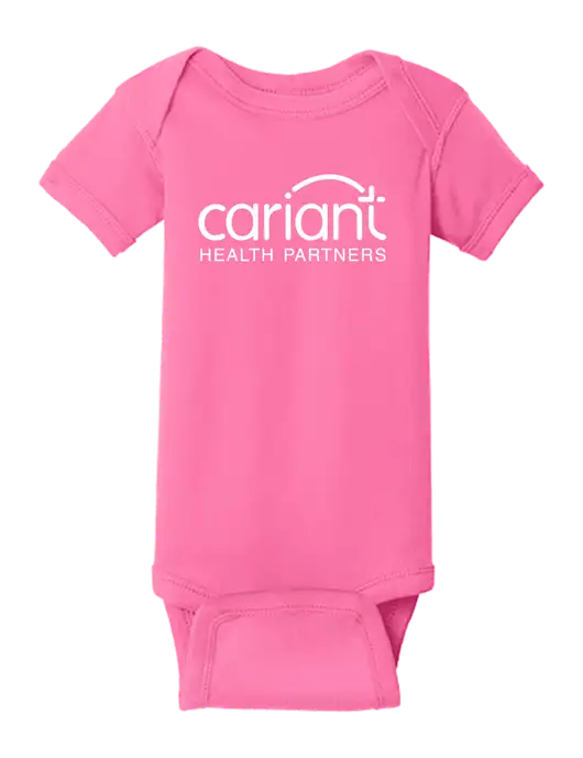 Rabbit Skins Hot Pink Infant Short Sleeve Baby Rib Bodysuit w/Cariant Logo