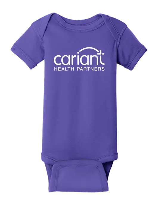 Rabbit Skins Purple Infant Short Sleeve Baby Rib Bodysuit w/Cariant Logo