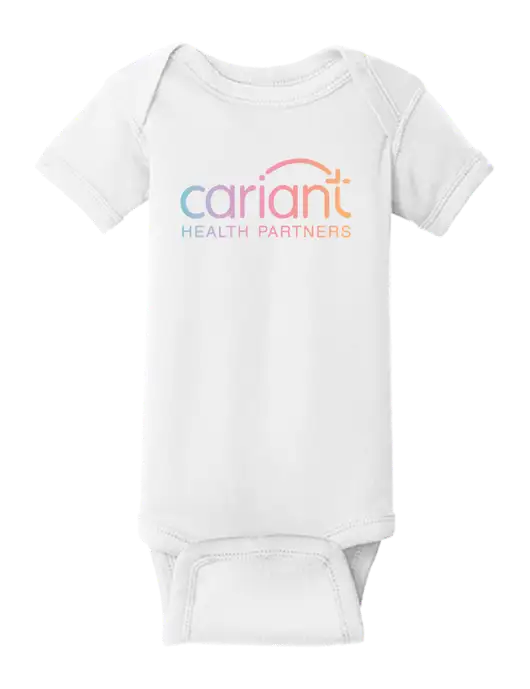 Rabbit Skins White Infant Short Sleeve Baby Rib Bodysuit w/Cariant Logo