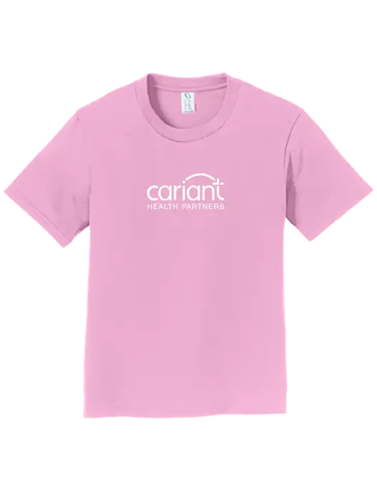 Youth Ring Spun Candy Pink 4.5 oz T-Shirt w/Cariant Logo