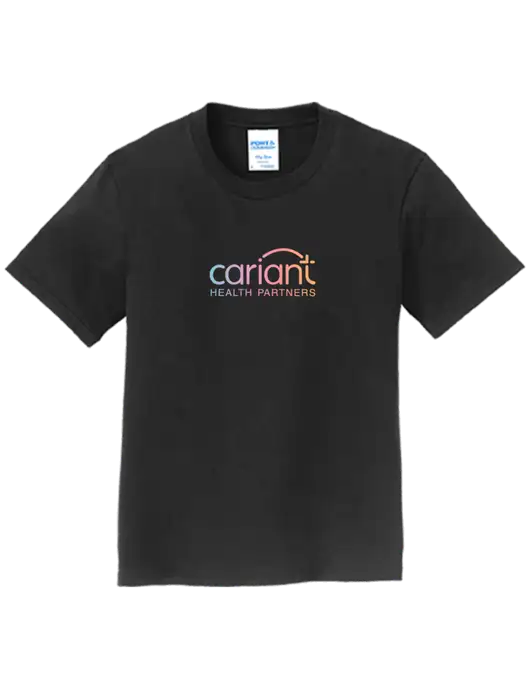 Youth Ring Spun Jet Black 4.5 oz T-Shirt w/Cariant Logo