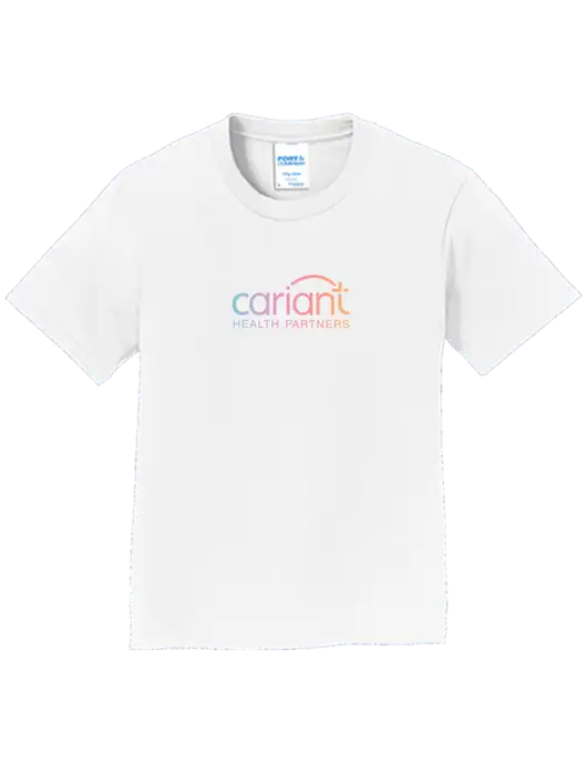 Youth Ring Spun White 4.5 oz T-Shirt w/Cariant Logo