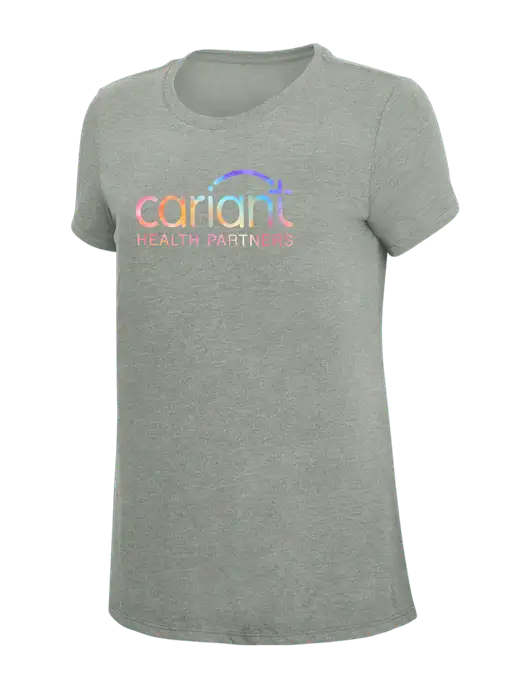 Womens Simply Soft Grey Frost 4.5oz  Poly/Combed Ring Spun Cotton T-Shirt w/Cariant Tie Dye Logo