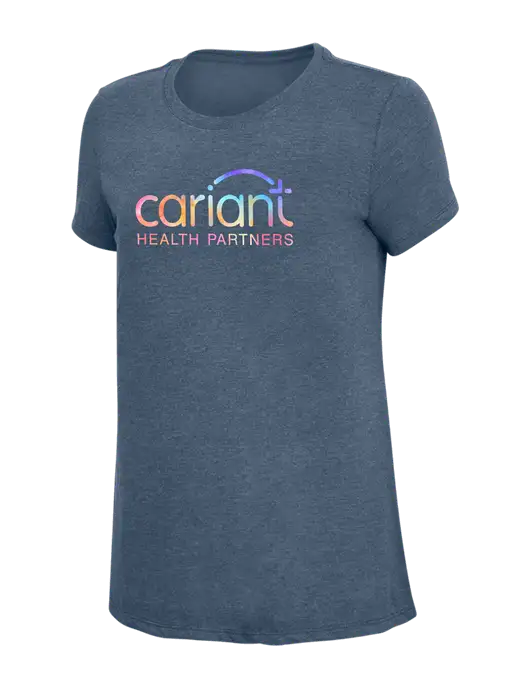 Womens Simply Soft Navy Frost 4.5oz  Poly/Combed Ring Spun Cotton T-Shirt w/Cariant Tie Dye Logo