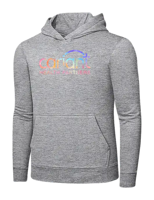 Light Grey Heather 7.8 oz Ring Spun Hooded Sweatshirt w/Cariant Tie Dye Logo