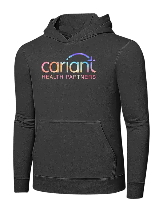 Charcoal 7.8 oz Ring Spun Hooded Sweatshirt w/Cariant Tie Dye Logo
