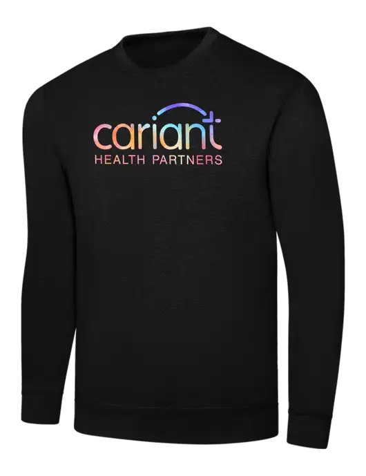 Black 7.8 oz Ring Spun Crew Sweatshirt w/Cariant Tie Dye Logo