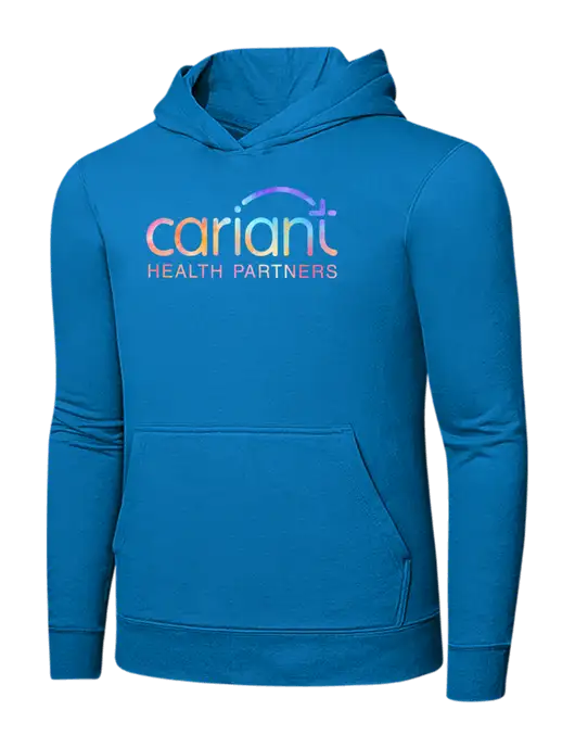 Medium Dark Sapphire 7.8 oz Ring Spun Hooded Sweatshirt w/Cariant Tie Dye Logo