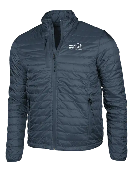 Navy Puffy Packable Jacket w/Cariant Logo