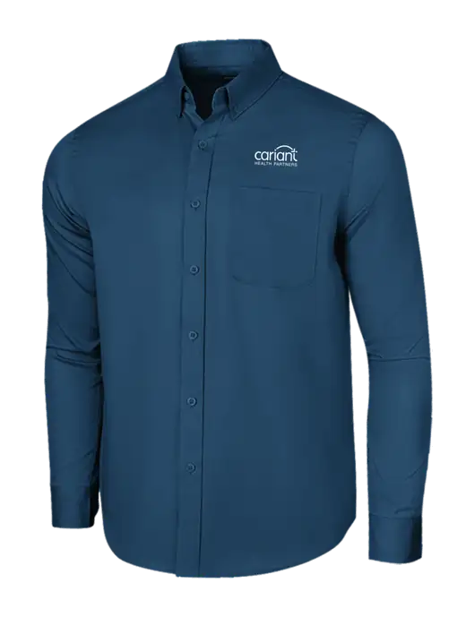 Long Sleeve Light Navy Superpro React Twill Shirt w/Cariant Logo