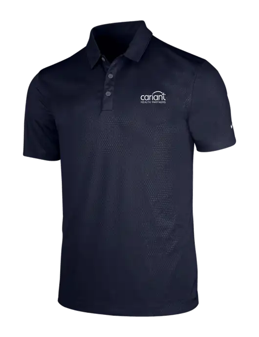 NIKE Dark Navy Dri-Fit Embossed Tri-Blade Polo w/Cariant Logo