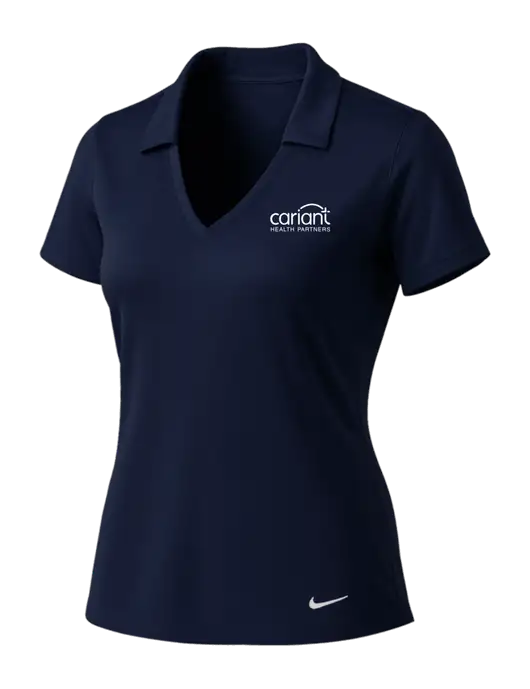 NIKE Dark Navy Womens Dri-Fit Vertical Mesh Polo w/Cariant Logo