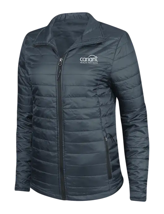 Navy Womens Puffy Packable Jacket w/Cariant Logo