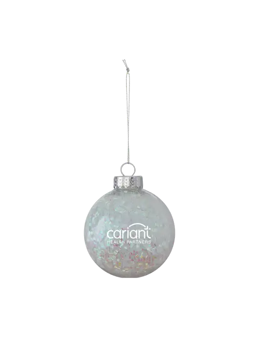Light Silver Shimmer Sphere Ornament w/Cariant Logo