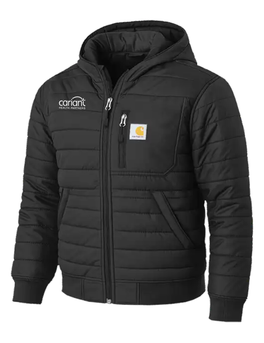 Carhartt Gilliam Insulated Black Hooded Jacket w/Cariant Logo