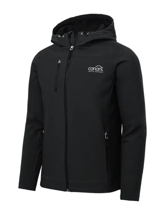 Hooded Core Black Soft Shell Jacket w/Cariant Logo