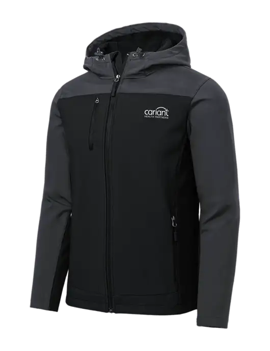 Hooded Core Dark Grey/Black Soft Shell Jacket w/Cariant Logo