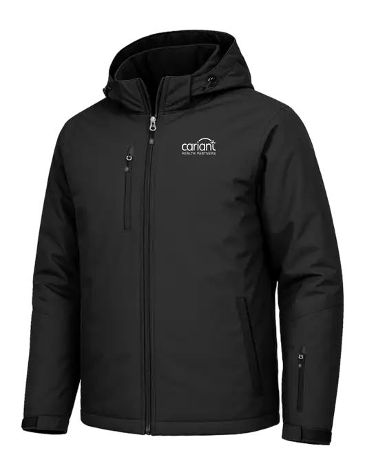 Cold Weather Vortex Black/ Black Waterproof 3-in-1 Jacket with Detachable Hood w/Cariant Logo, Cariant Logo