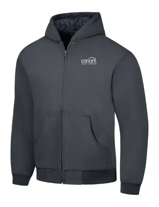 CornerStone Charcoal Duck Cloth Hooded Work Jacket w/Cariant Logo