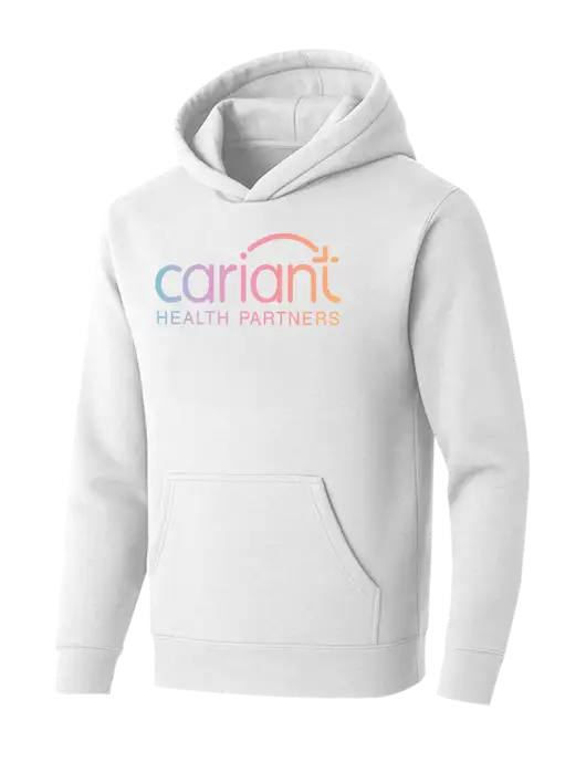 BELLA+CANVAS Heathered White Sponge Fleece Pullover Hoodie w/Cariant Logo