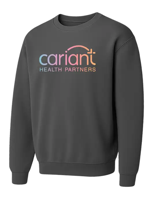 Comfort Colors Garment-Dyed Lightweight Dark Grey Fleece Crewneck Sweatshirt w/Cariant Logo