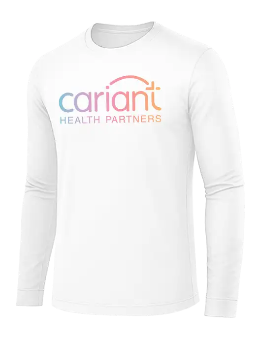 Long Sleeve White PosiCharge Competitor Tee w/Cariant Logo