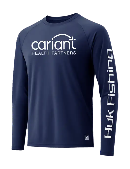 HUK Navy LoPro Pursuit Long Sleeve T-Shirt w/Cariant Logo