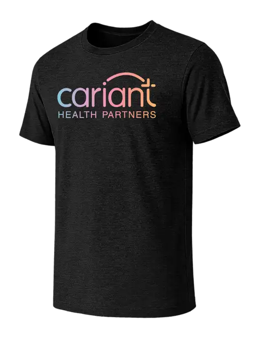 BELLA+CANVAS Black Heather CVC Short Sleeve Tee w/Cariant Logo