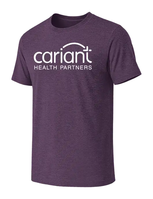 BELLA+CANVAS Heather Purple CVC Short Sleeve Tee w/Cariant Logo