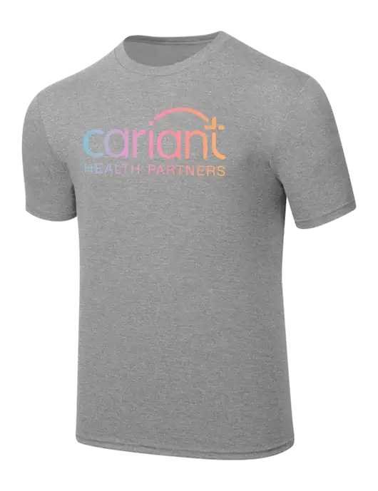 Simply Soft Heathered Light Grey 4.5oz  Poly/Combed Ring Spun Cotton T-Shirt w/Cariant Logo
