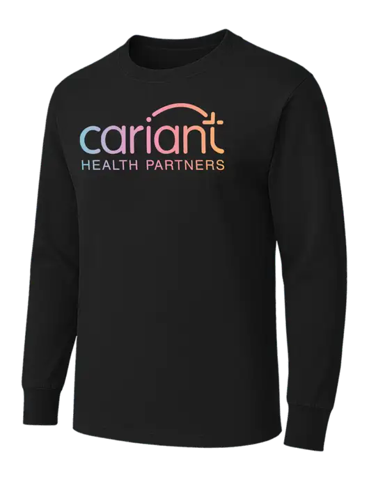 Black Heavyweight Long Sleeve 6.1 oz T-Shirt w/Cariant Logo