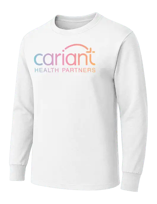 White Heavyweight Long Sleeve 6.1 oz T-Shirt w/Cariant Logo