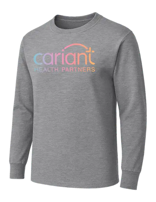Medium Grey Heather Heavyweight Long Sleeve 6.1 oz T-Shirt w/Cariant Logo