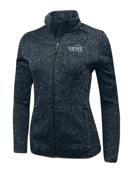 Navy Heather Womens Sweater Fleece Jacket w/Cariant Logo