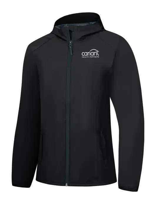 Womens Black Essential Rain Jacket w/Cariant Logo