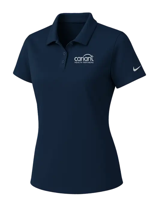 Nike Womens Navy Dry Essential Solid Polo w/Cariant Logo