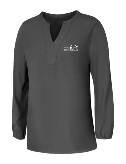 Mercer+Mettle Womens Dark Grey Stretch Crepe 3/4 Sleeve Blouse w/Cariant Logo