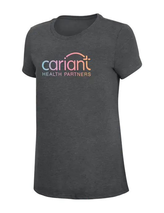Womens Simply Soft Charcoal 4.5oz Poly/Combed Ring Spun Cotton T-Shirt w/Cariant Logo