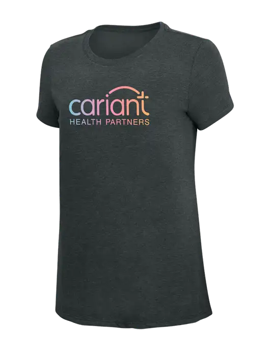 Womens Simply Soft Black Frost 4.5oz Poly/Combed Ring Spun Cotton T-Shirt w/Cariant Logo
