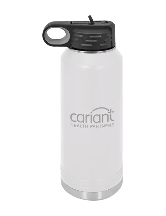 Polar Camel 32 oz Powder Coated White Vacuum Insulated Water Bottle w/Cariant Logo