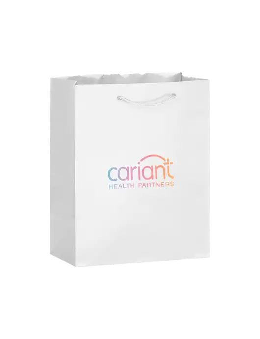 White Gift Bag Matte 8x10 w/Cariant Logo
