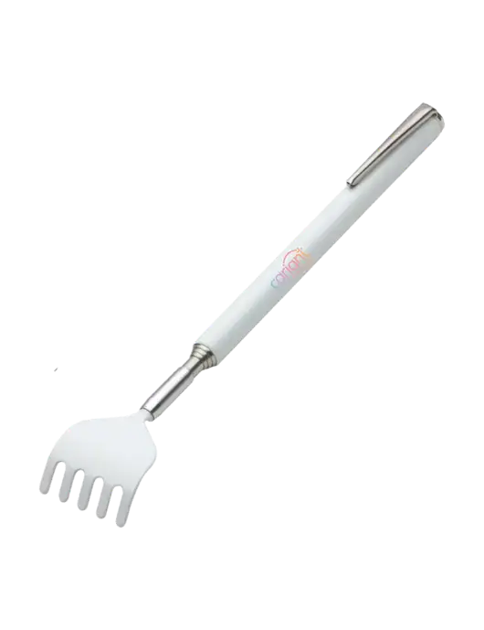 Telescopic White Back Scratcher w/Cariant Logo