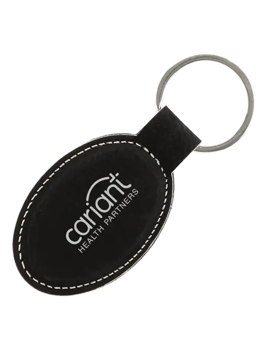 Black Leatherette Oval Keychain w/Cariant Logo